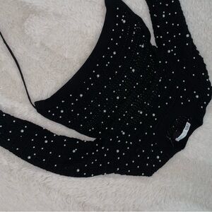 Black Sweater with Pearl Accents (open back)